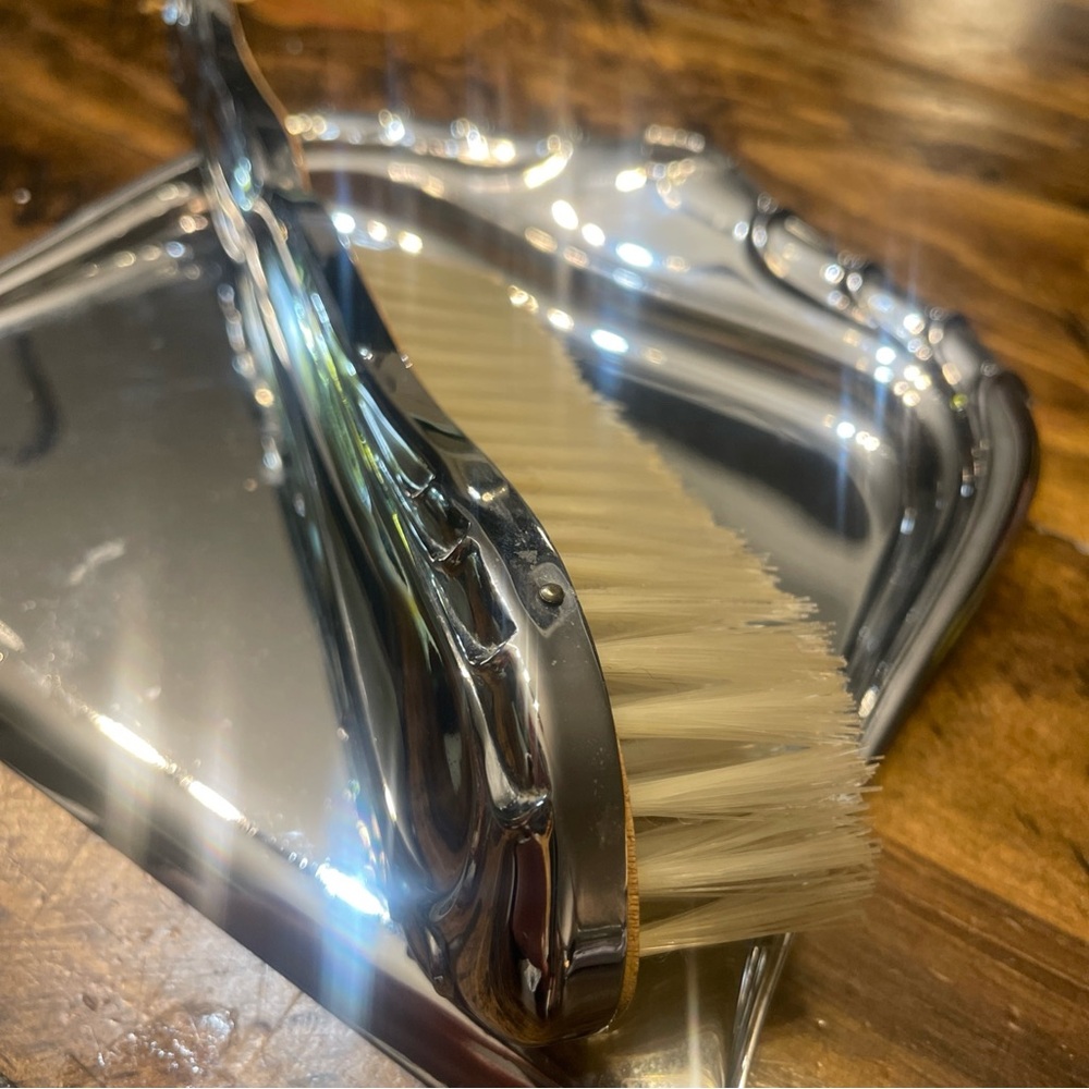 Vintage MCM Alfra Italy Dust And Crumb Table Pan & Brush Set Crome Plated - Picture 2 of 14